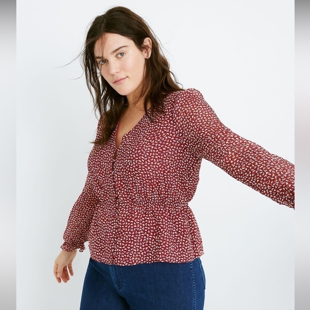Madewell Overture Top in Ditsy Flowers Women’s Size XL - Picture 4 of 12